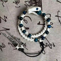 Real Snake Bone Ouroboros Bracelet — Snake Head Clasp, Natural Gemstones & Sword Charm | 3 Colors