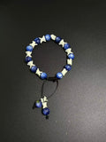 Real Snake Bone Bracelet – Deep Blue Cat's Eye Stone Beads & Vertebrae Spacers | Chatoyant Dark Elegant Style