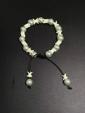Real Snake Bone Bracelet – Silver Grey Pearl Beads & Vertebrae Spacers | Dark Elegant Gothic Style