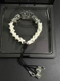 Real Snake Bone Bracelet – Pixiu Guardian Beast Silver Plaque, Crystal Skull & Triple Lotus Tassel | Chinese Talisman Dark Luxury