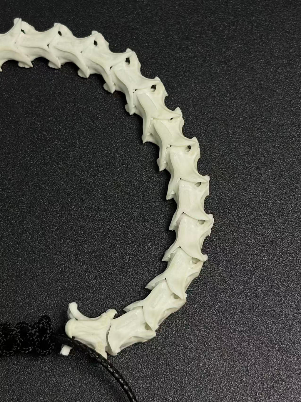 Real Snake Bone Bracelet – Pure Single Wrap Vertebrae Chain, No Beads, Bone Cord Tips | Raw Minimalist Dark Style
