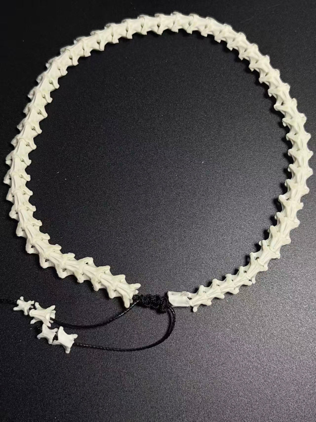 Real Snake Bone Wrap Bracelet – Pure Vertebrae Chain, Double Wrap Adjustable | Raw Dark Style