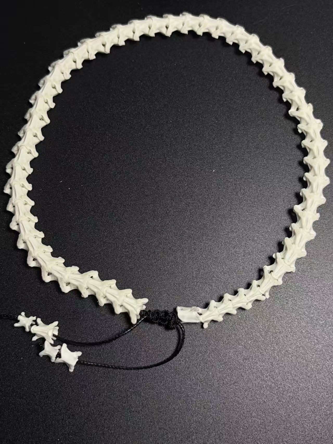 Real Snake Bone Wrap Bracelet – Pure Vertebrae Chain, Double Wrap Adjustable | Raw Dark Style