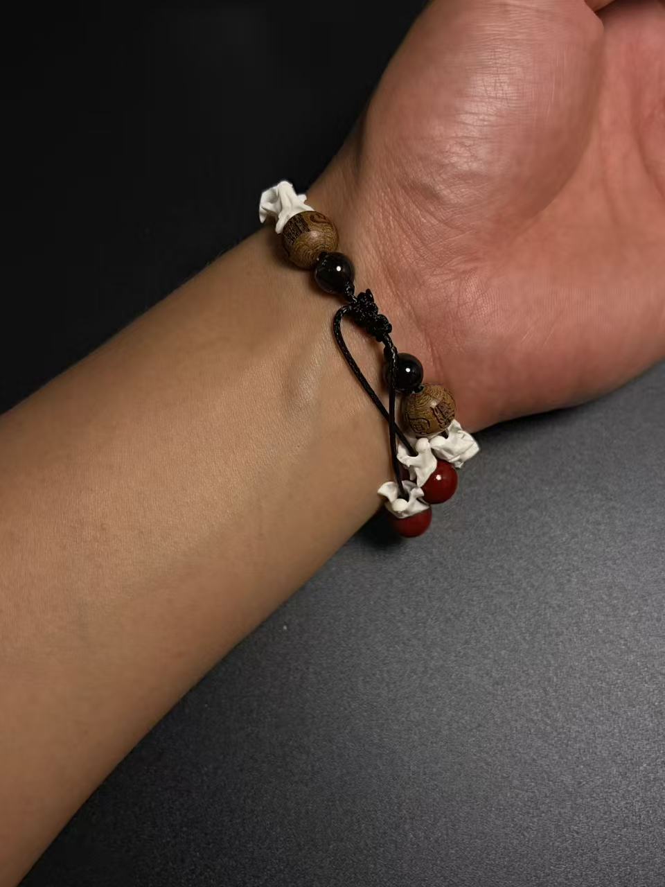 Real Snake Bone Bracelet – Wu Shi Pai Peace Amulet, Agarwood Bead & Real Cinnabar Beads | Chinese Talisman Jewelry