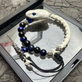 Real Snake Bone Bracelet — Natural Gemstone Beads | Gothic Handcrafted Jewelry