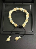Real Snake Bone Bracelet – White Howlite Skull Beads & Vertebrae Spacers | All-White Gothic Dark Style
