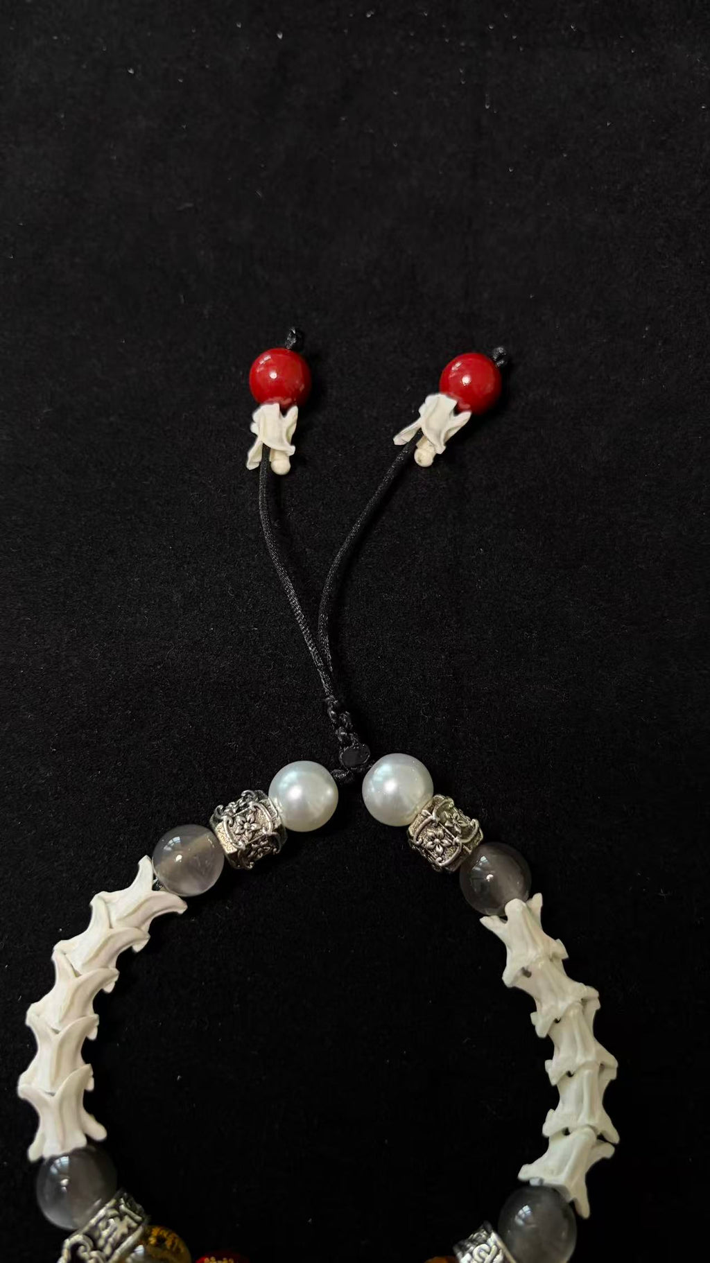 Real Snake Bone Bracelet – Five Wealth Gods Engraved Crystal Beads, Pearl & Silver Butterfly Charm | Tibetan Fortune Jewelry
