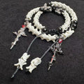 Real Snake Bone Bracelet — Black Obsidian, Butterfly Spacers & Rose Sword Charm | Dark Romance Gothic Jewelry